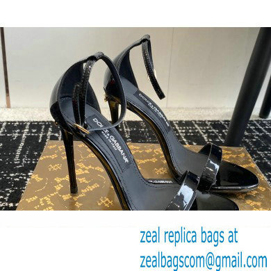 Dolce & Gabbana Heel 10cm Patent Leather Sandals Black 2024